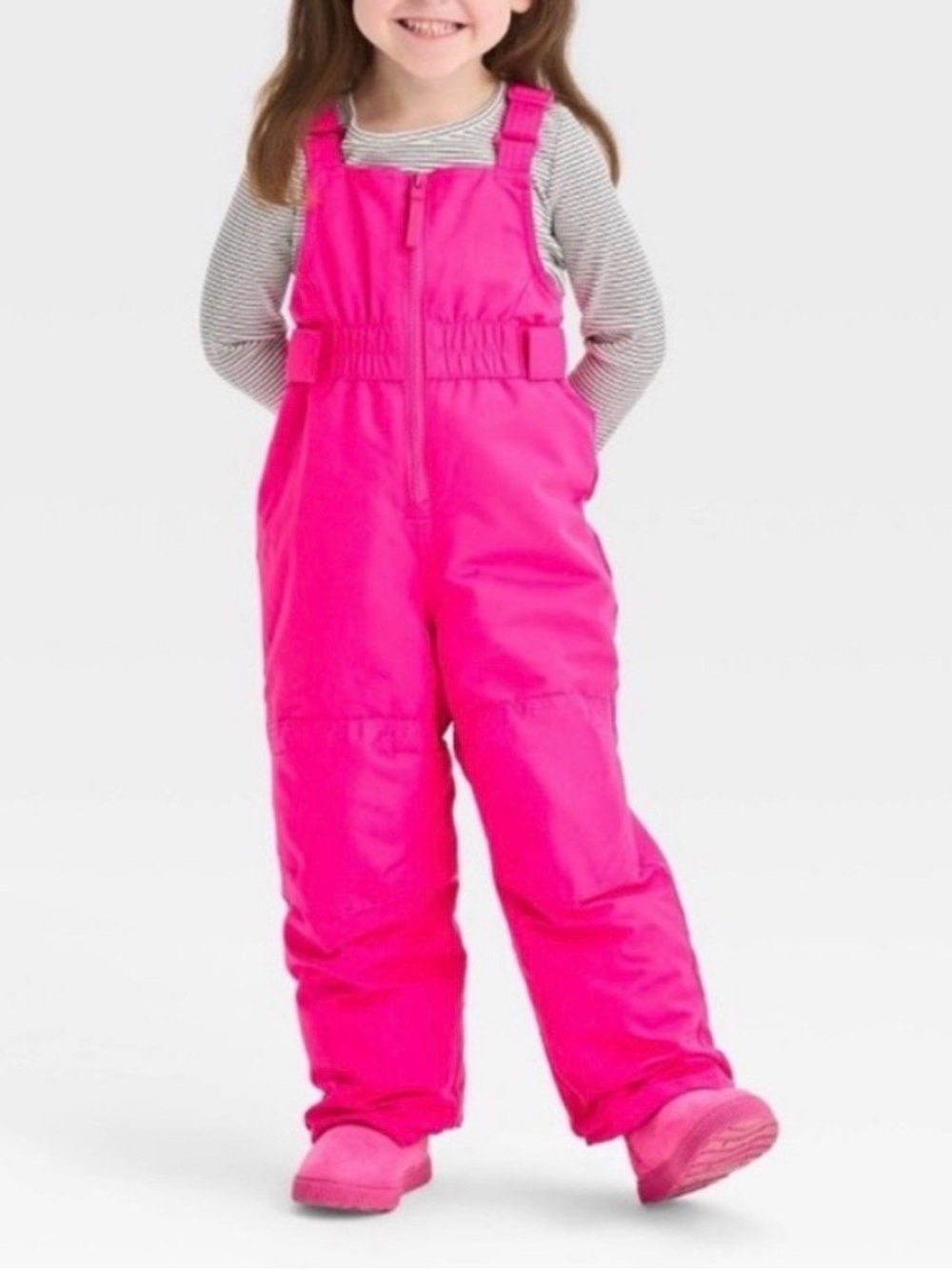 Cat & Jack Bright Pink Girls' Snow Bib Overalls